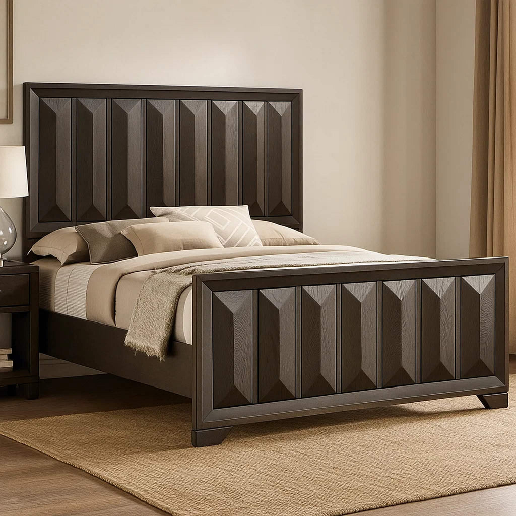 Beautiful Espresso Finish 3pc Bedroom Set Panel HB FB King Size Bed 2x Nightstands Furniture Wooden