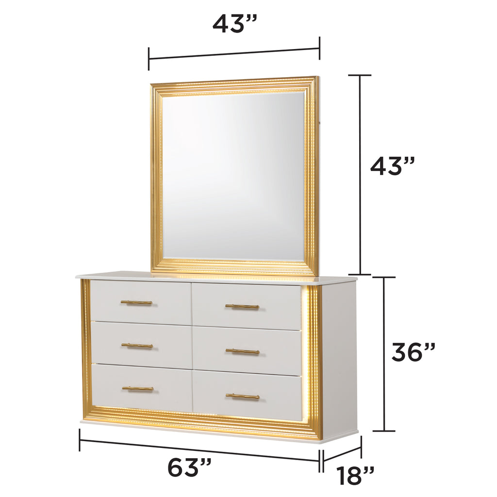 Contemporary Style 5PC Queen Bedroom Set Made with Wood & Gold Finish