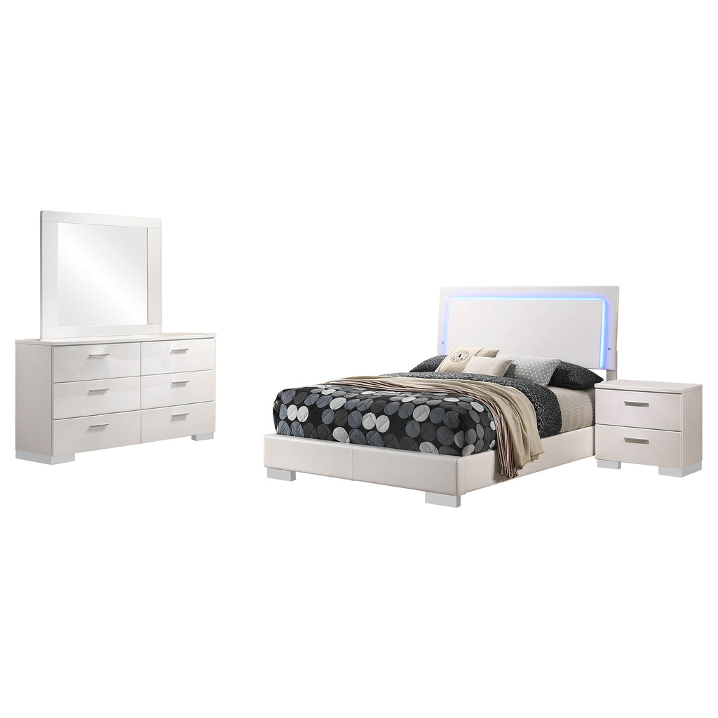 Dulcey White High Gloss 4-piece Full Bedroom Set