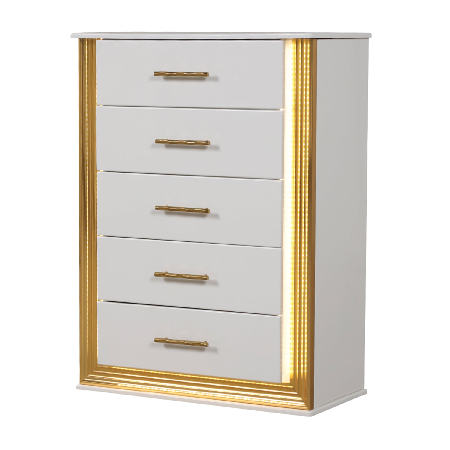 Contemporary Style 5PC Queen Bedroom Set Made with Wood & Gold Finish