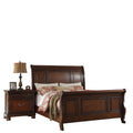 Traditional 3pc Set Queen Size Bed 2x Nightstands Panel Headboard Footboard Antique Cherry Bedroom Furniture