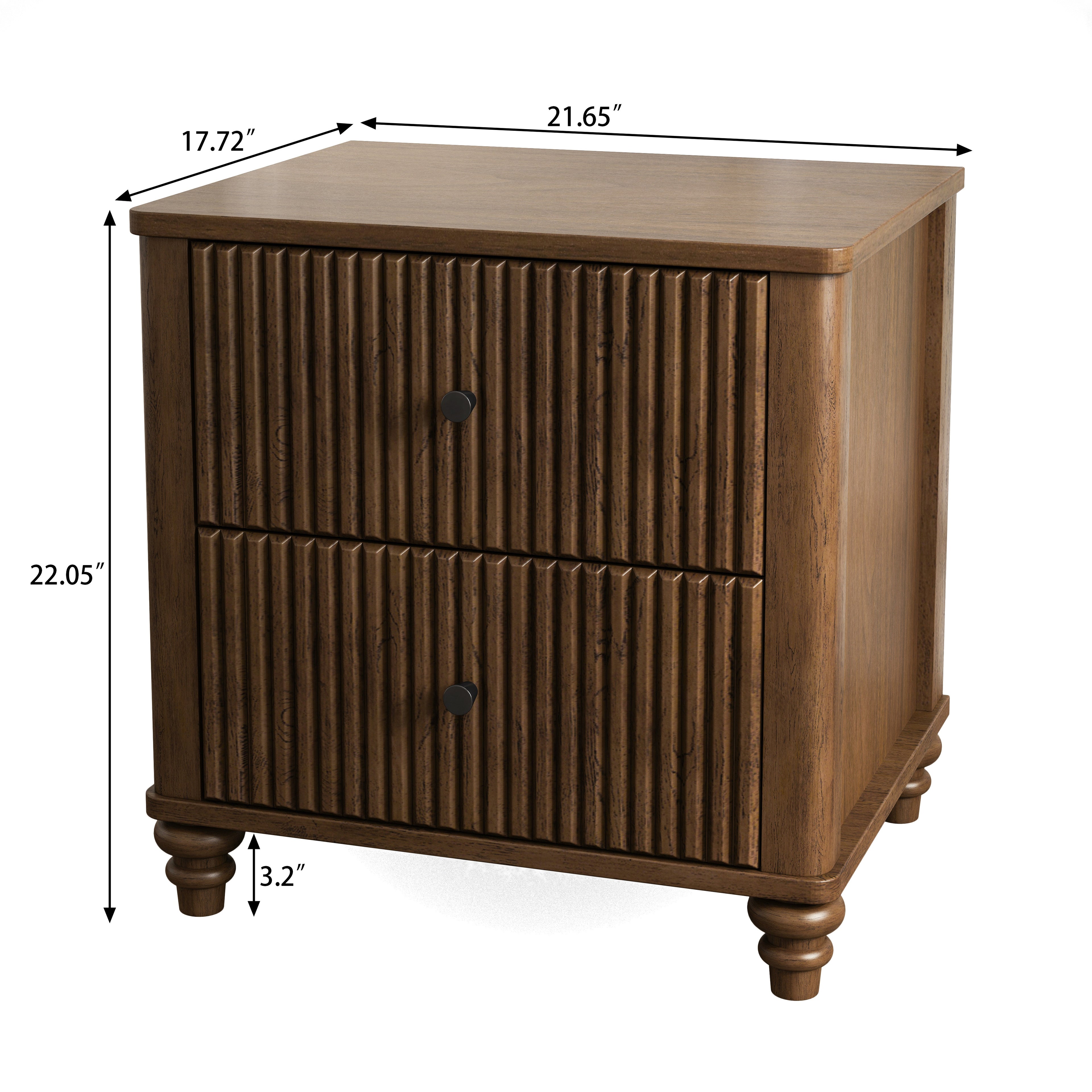 3-Piece Bedroom set with a Queen Size Bed and 2 Nightstands,Walnut Brown