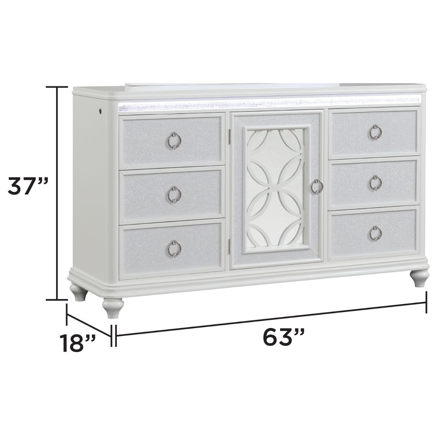 Abigale Queen 4Pc Bedroom Set with Mirror Top Nightstand made with wood, Footboard Drawers in White