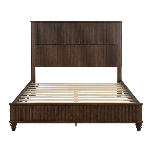 3-Piece Bedroom set with a Queen Size Bed and 2 Nightstands,Walnut Brown