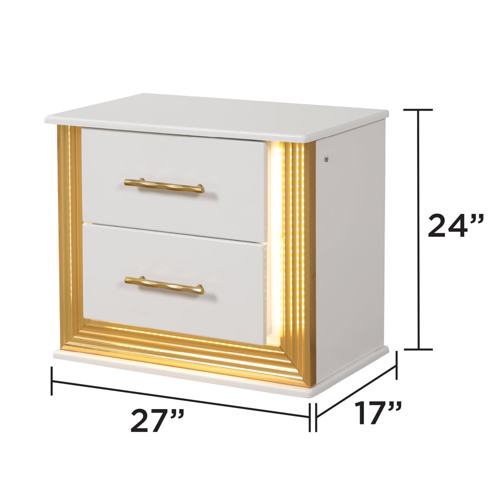 Contemporary Style 5PC Queen Bedroom Set Made with Wood & Gold Finish