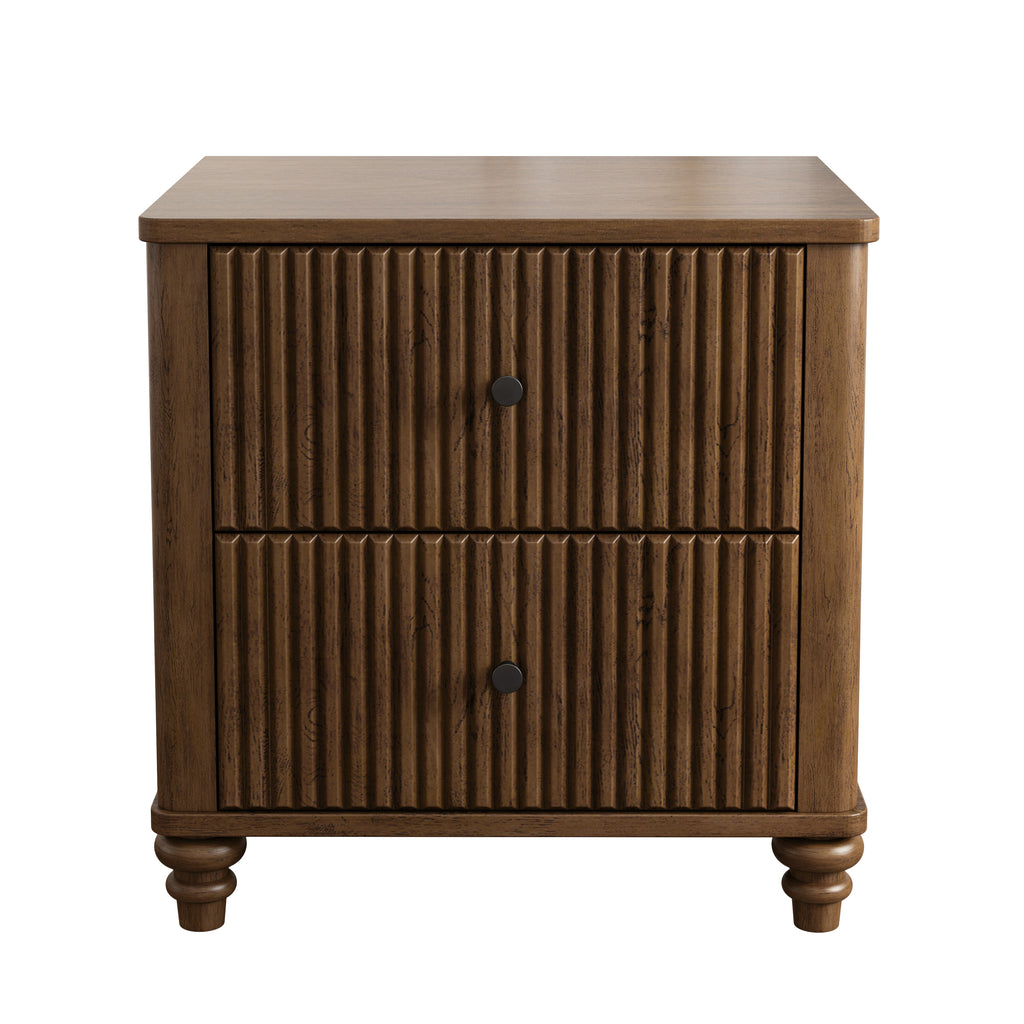 3-Piece Bedroom set with a Queen Size Bed and 2 Nightstands,Walnut Brown