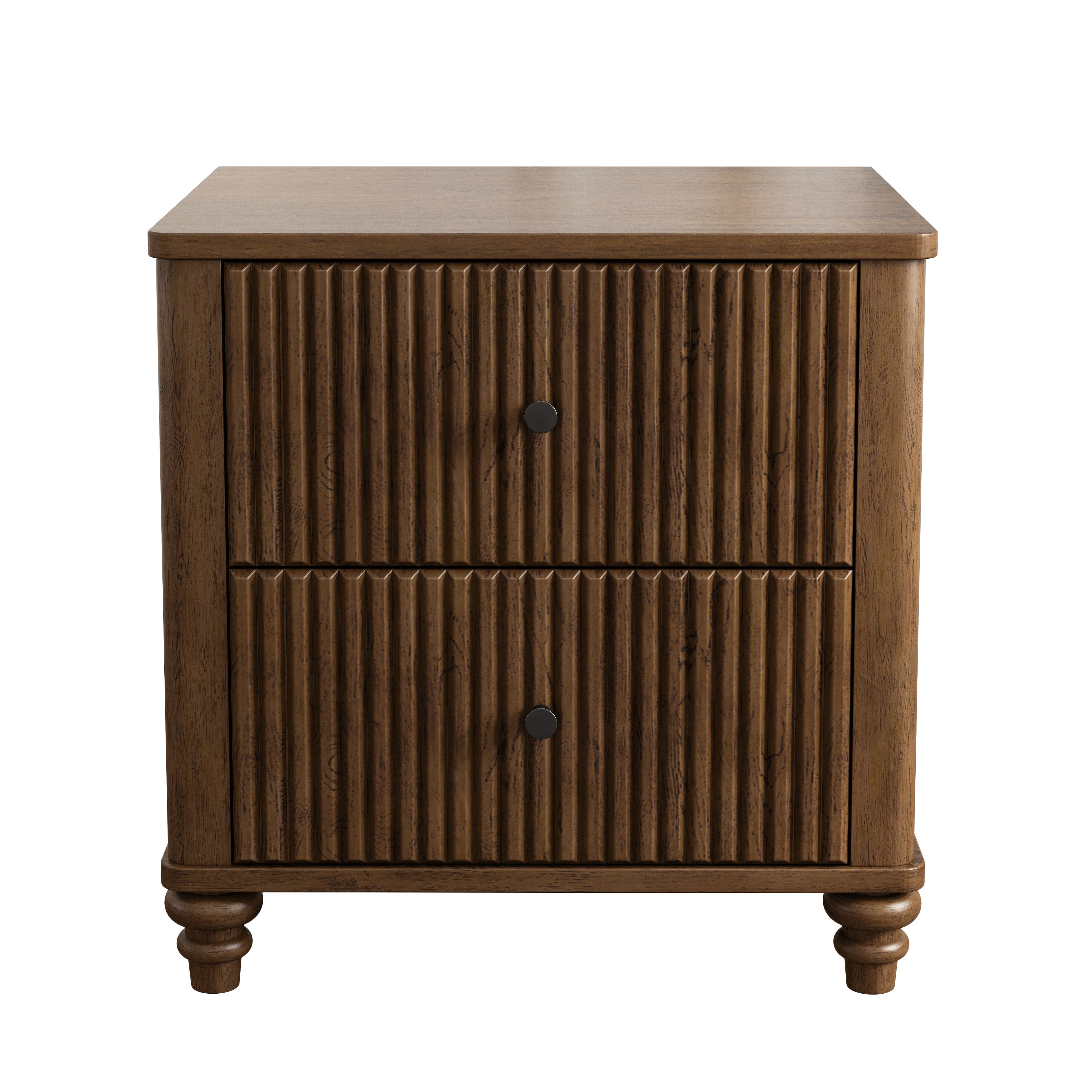 3-Piece Bedroom set with a Queen Size Bed and 2 Nightstands,Walnut Brown