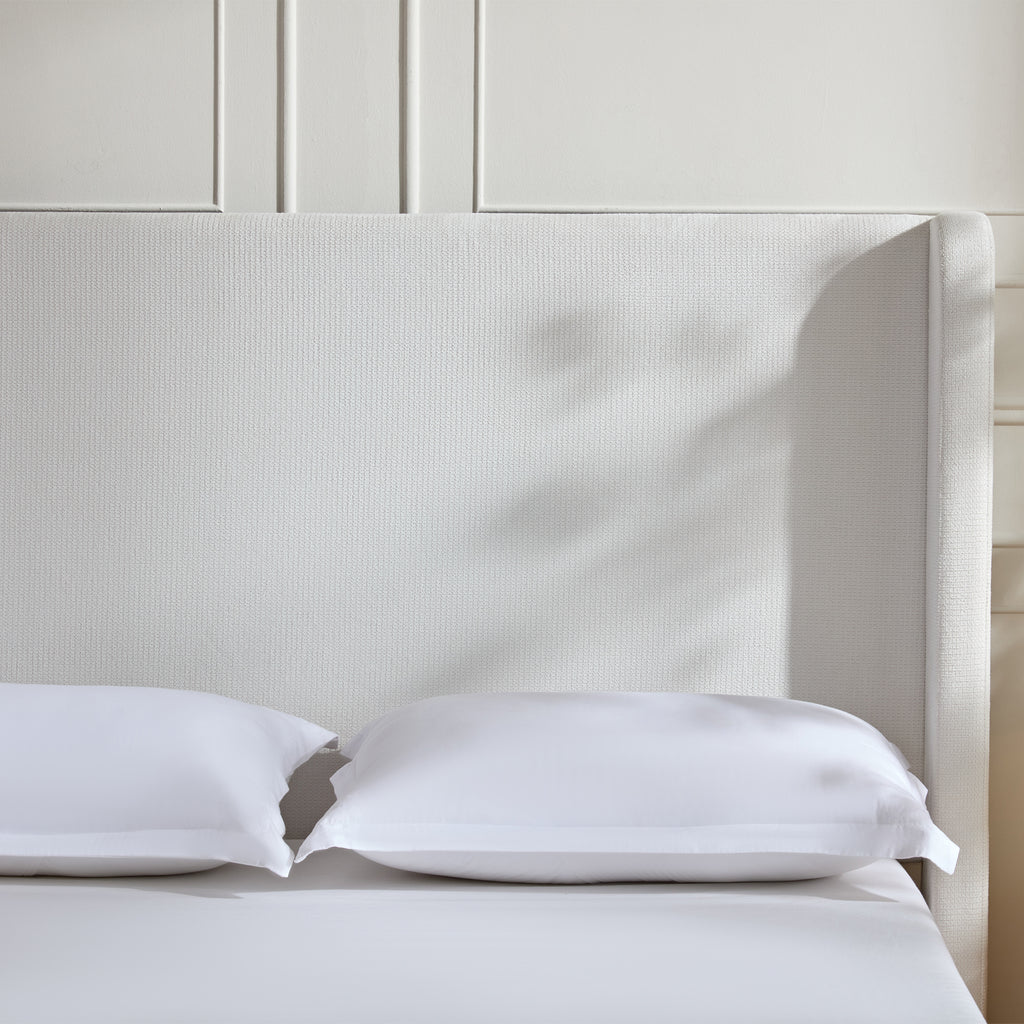 Harper Tall Headboard Upholstered Bed / 54" High Headboard / Elegant Simplicity / No Box Spring Needed / Easy Assembly / King / Cream White Chenille