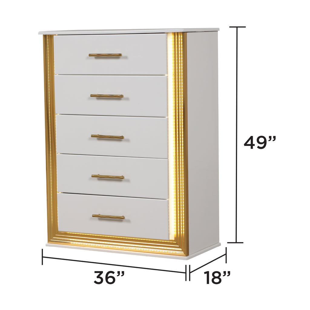 Contemporary Style 5PC Queen Bedroom Set Made with Wood & Gold Finish