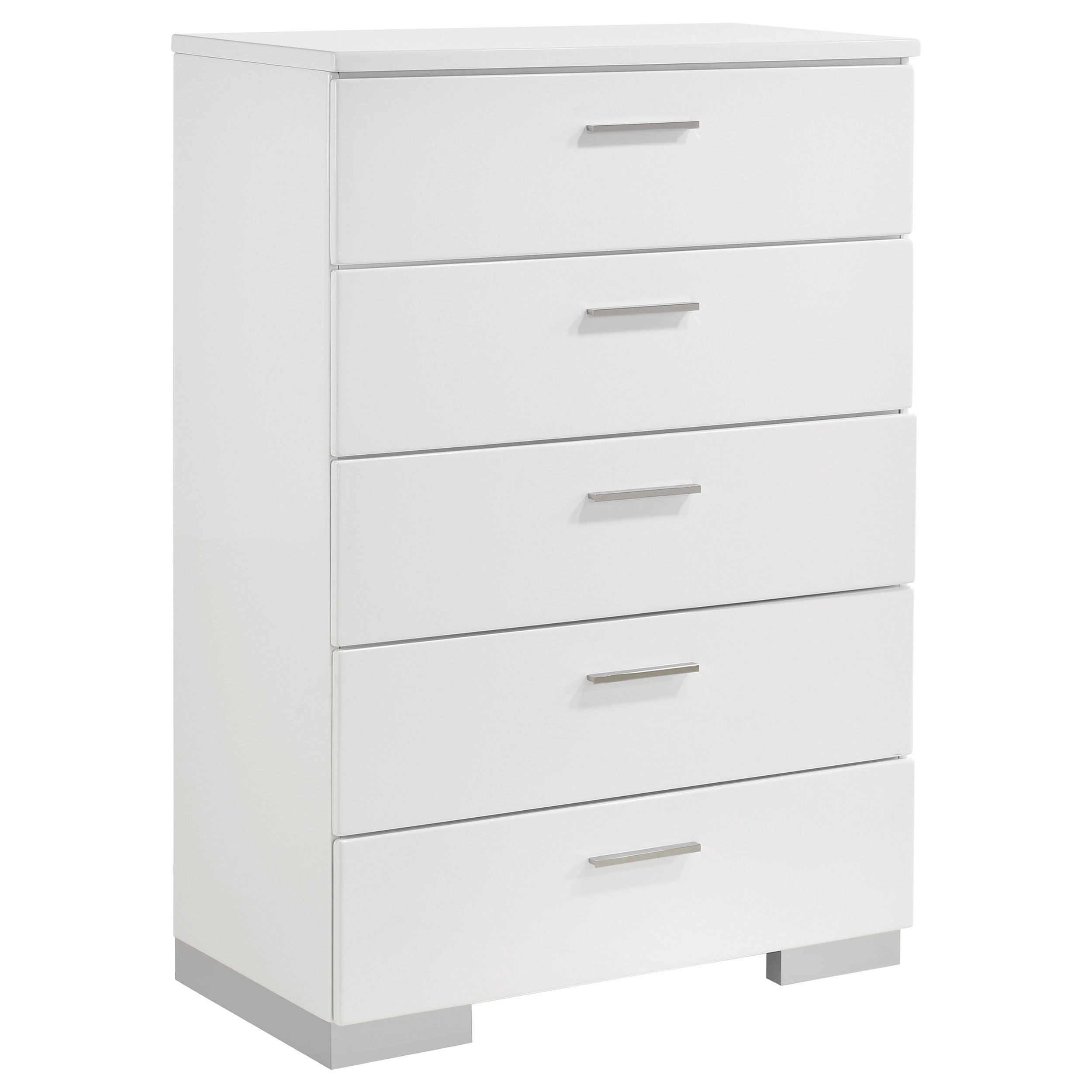 Dulcey White High Gloss 5-piece Full Bedroom Set