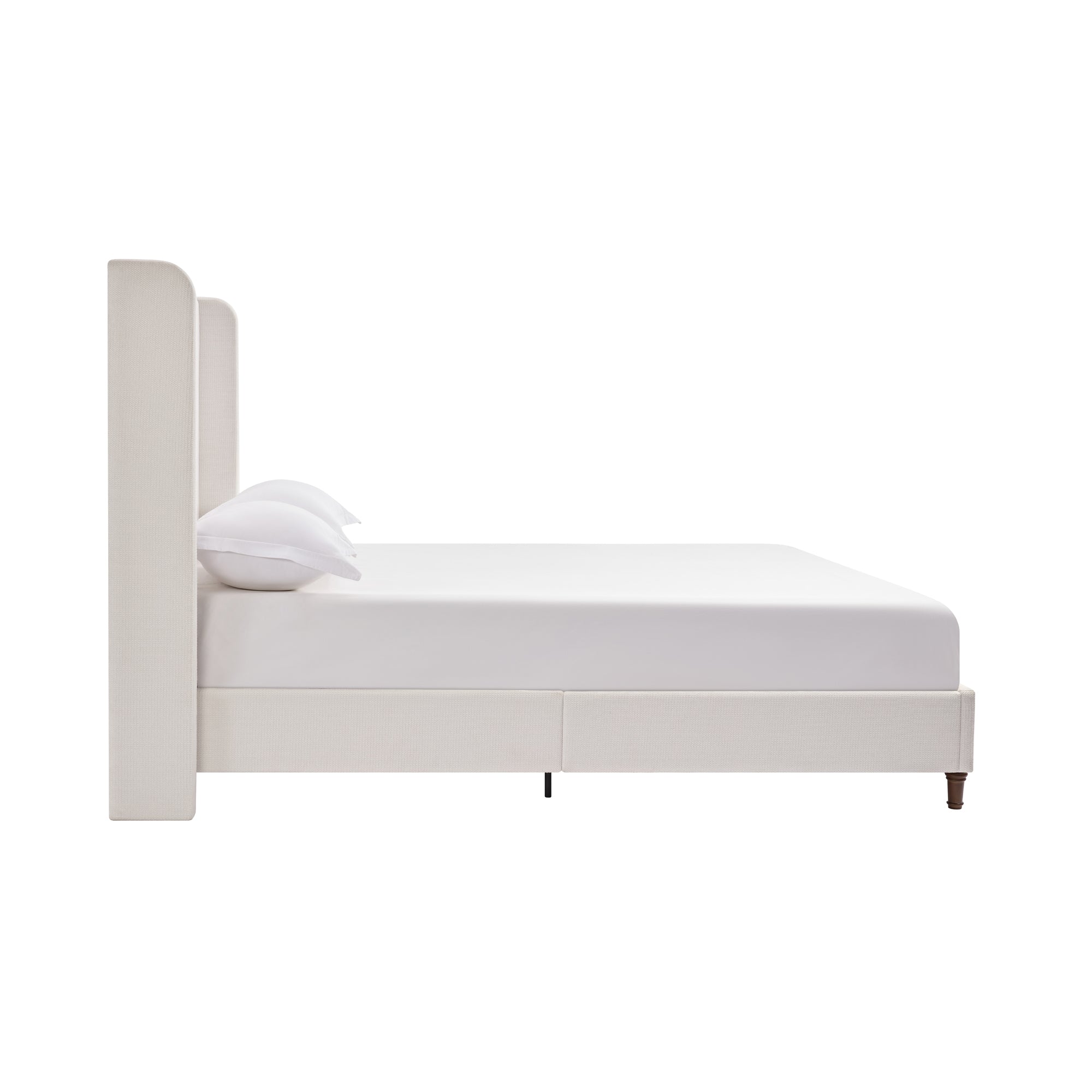 Harper Tall Headboard Upholstered Bed / 54" High Headboard / Elegant Simplicity / No Box Spring Needed / Easy Assembly / King / Cream White Chenille
