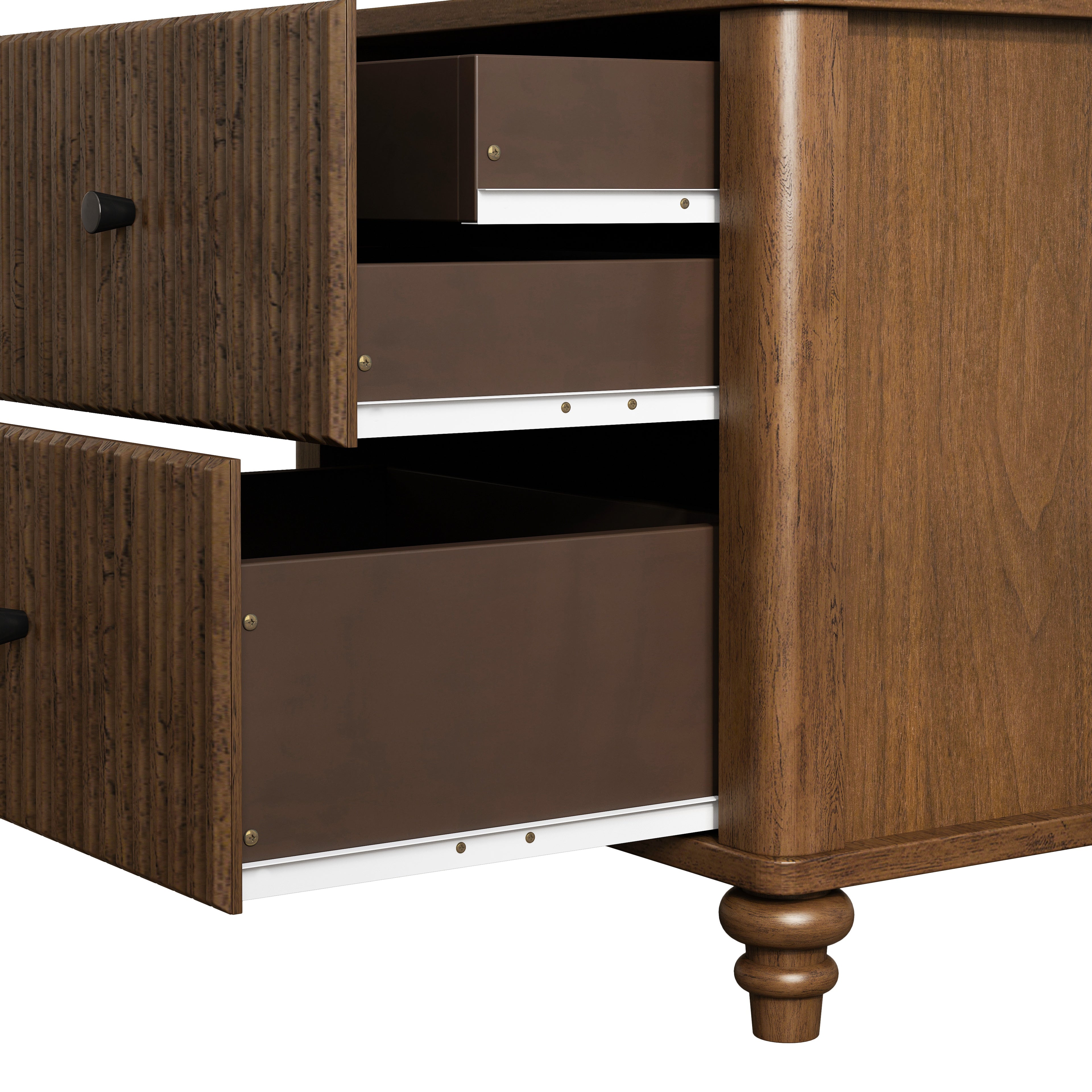3-Piece Bedroom set with a Queen Size Bed and 2 Nightstands,Walnut Brown