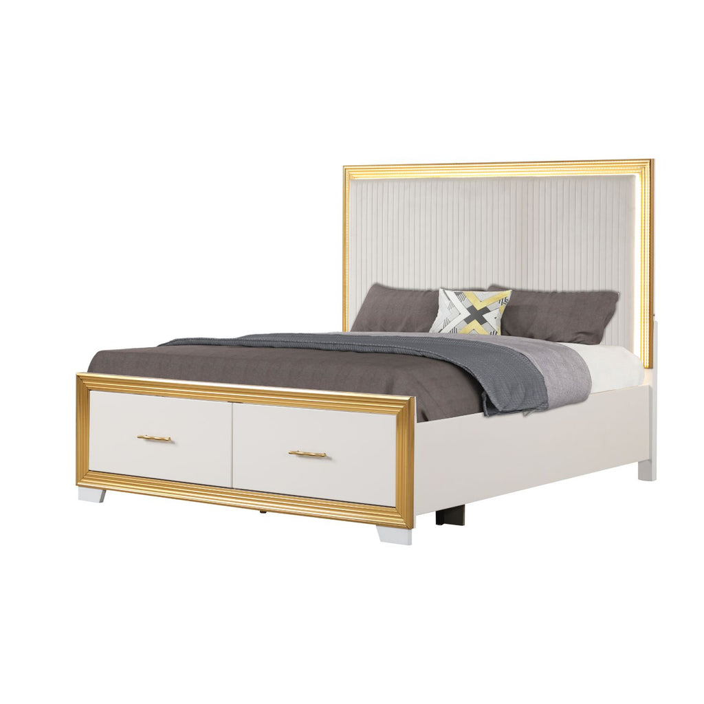 Contemporary Style 5PC Queen Bedroom Set Made with Wood & Gold Finish