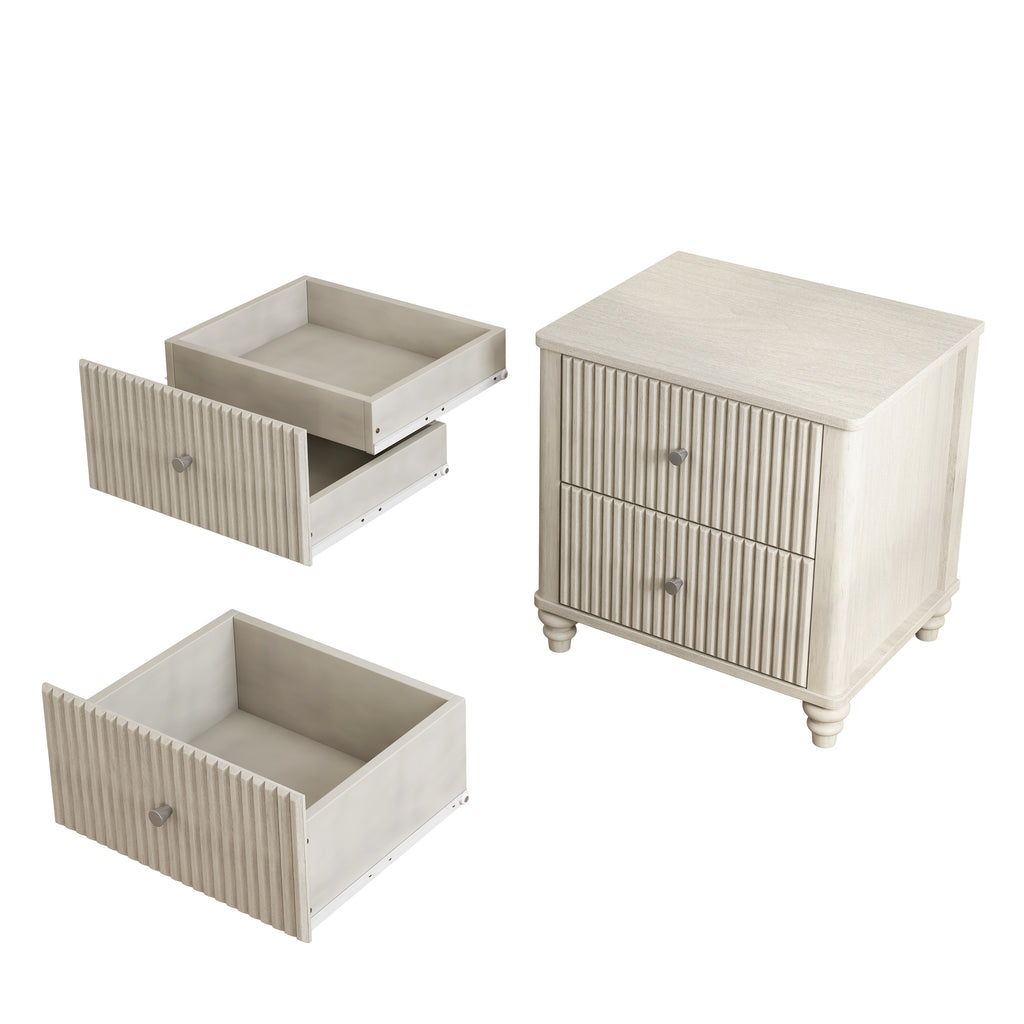 3-Piece Bedroom set with a King Size Bed and 2 Nightstands, Beige