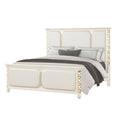 Cinderella Traditional 4 Pc Queen Bedroom Set with LED Lighting, Upholstered Bed and Gold Accents in Beige