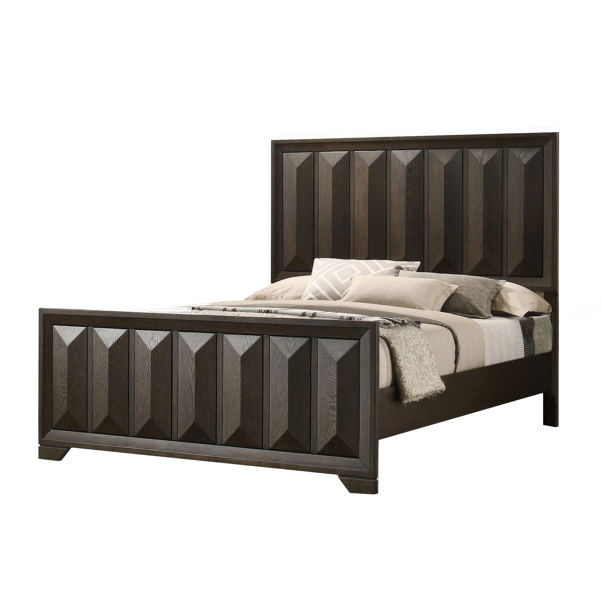 Beautiful Espresso Finish 3pc Bedroom Set Panel HB FB King Size Bed 2x Nightstands Furniture Wooden
