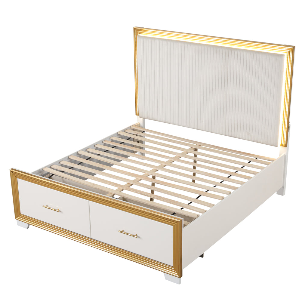 Contemporary Style 5PC Queen Bedroom Set Made with Wood & Gold Finish