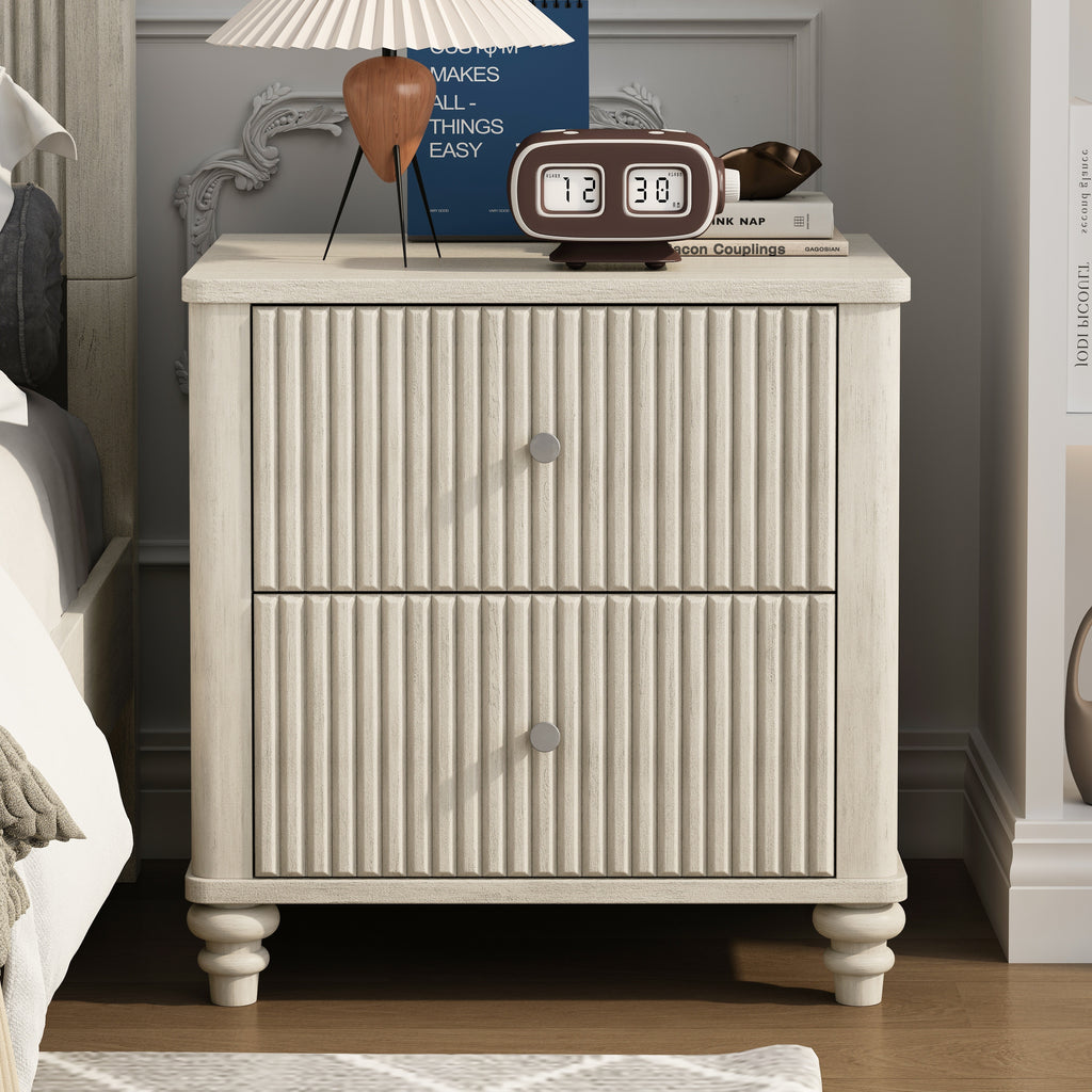 3-Piece Bedroom set with a King Size Bed and 2 Nightstands, Beige