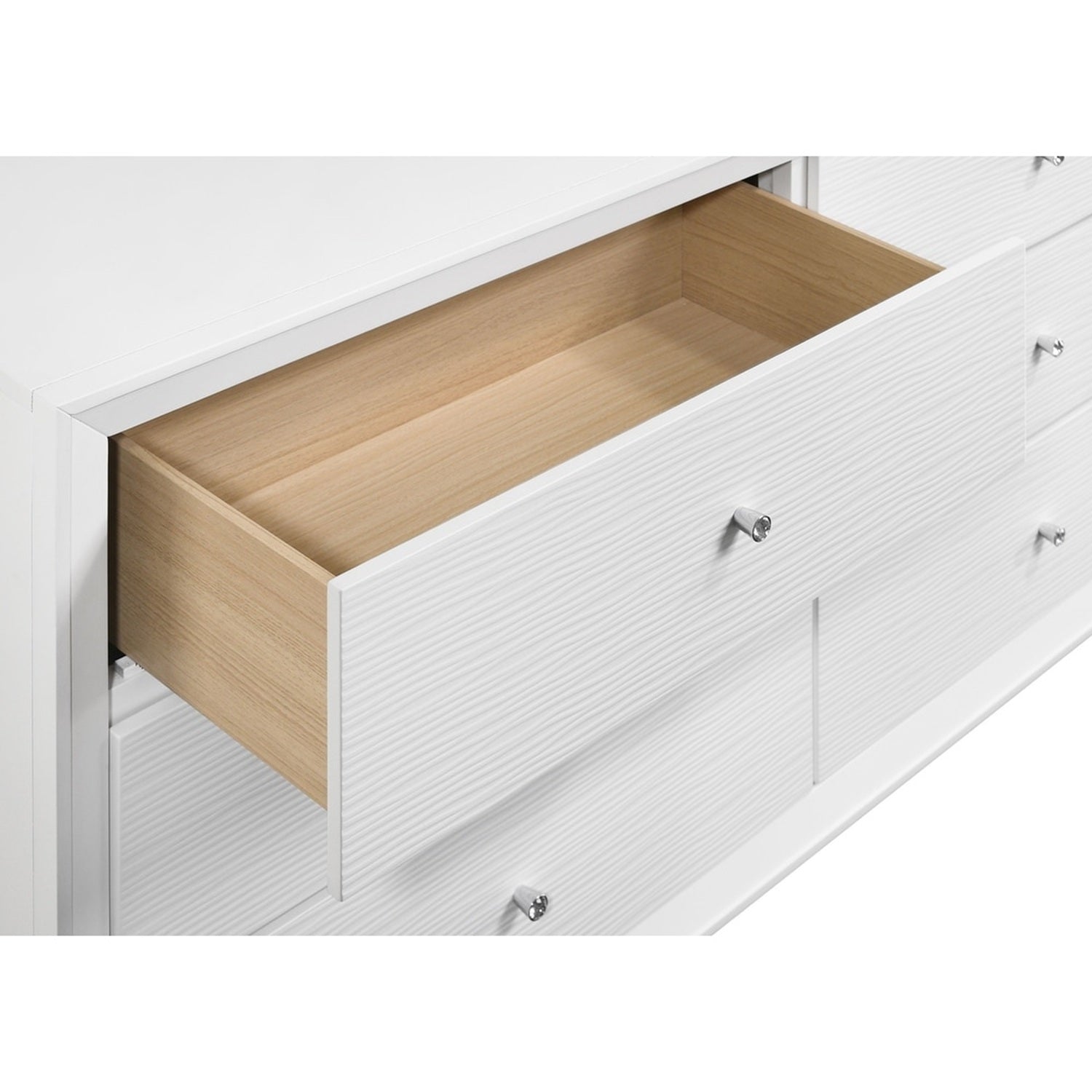 White Queen Size Bed 2x Nightstands Wave Texture Panel HB Bedroom Furniture Contemporary 3pc Set