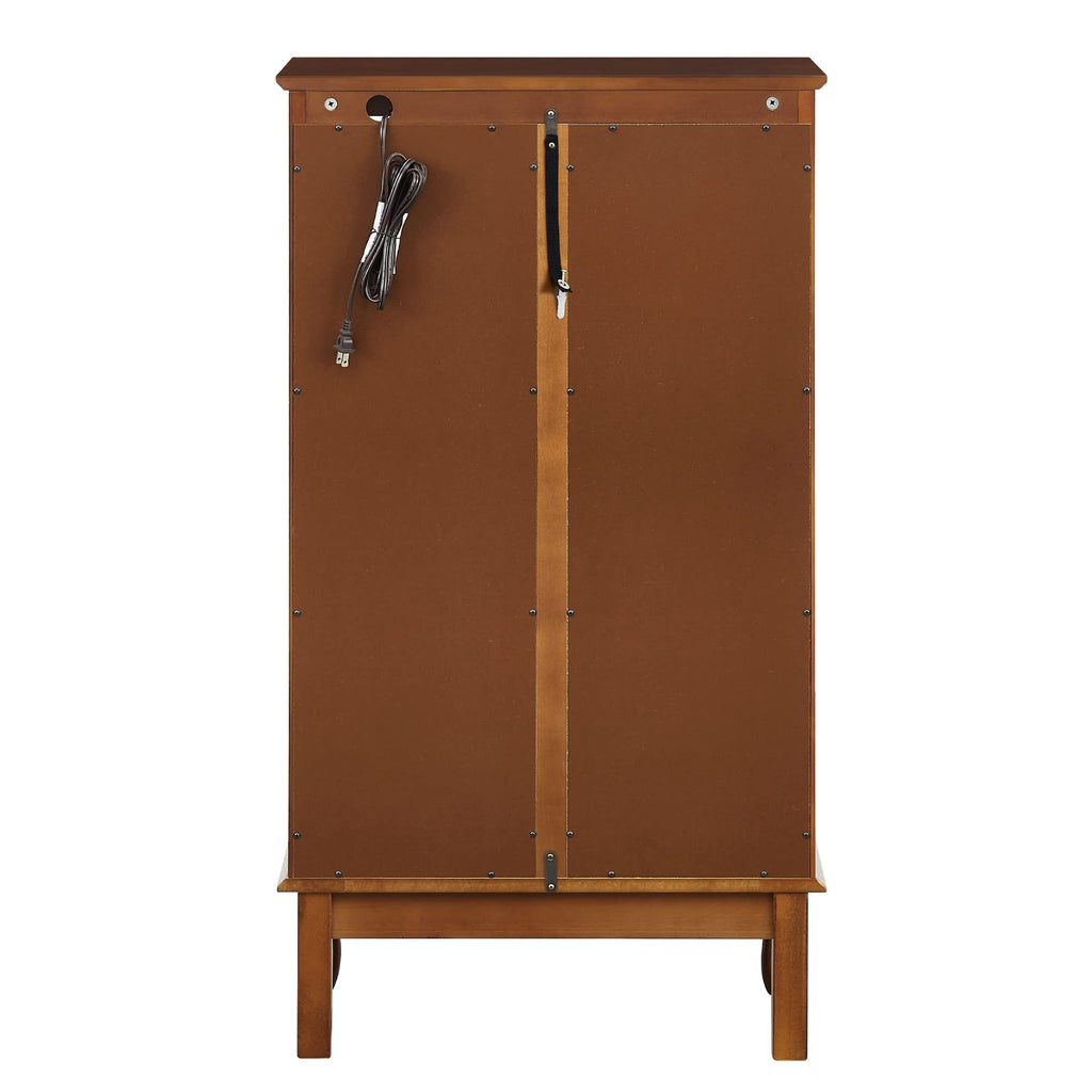 Curio Cabinet Lighted Curio Diapaly Cabinet with Adjustable Shelves and Mirrored Back Panel, Tempered Glass Doors (Oak, 3 Tier), (E26 light bulb not included)
