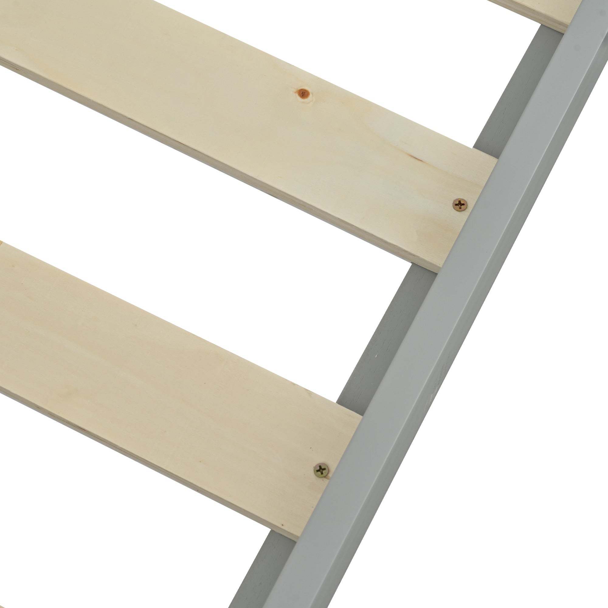 Twin Over Full Bunk Bed , Wooden Bunk Bed with Ladder and Safety Guard Rails –Gray