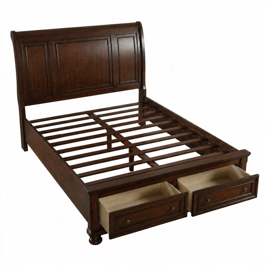 Traditional 3pc Bedroom Set California King Size Bed 2x Nightstands Panel HB Footboard Drawers Antique Cherry Furniture