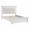 White Faux Leather Tufted HB 3pc Bedroom Set Queen Size Bed 2x Nightstands Unique Texture FB Solid wood