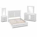 Abigale Queen 4Pc Bedroom Set with Mirror Top Nightstand made with wood, Footboard Drawers in White