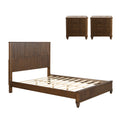 3-Piece Bedroom set with a Queen Size Bed and 2 Nightstands,Walnut Brown