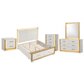 Contemporary Style 5PC Queen Bedroom Set Made with Wood & Gold Finish