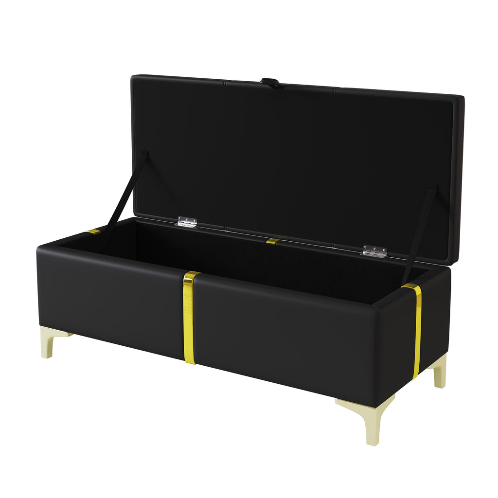 2-Pieces Bedroom Sets,Queen Size Upholstered Platform Bed with Hydraulic Storage System,Storage Ottoman with Metal Legs