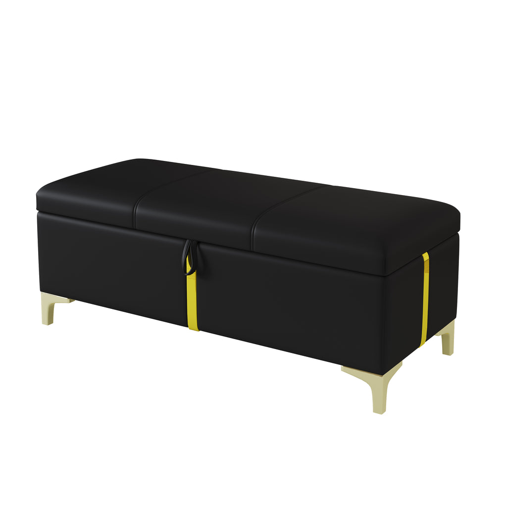 2-Pieces Bedroom Sets,Queen Size Upholstered Platform Bed with Hydraulic Storage System,Storage Ottoman with Metal Legs