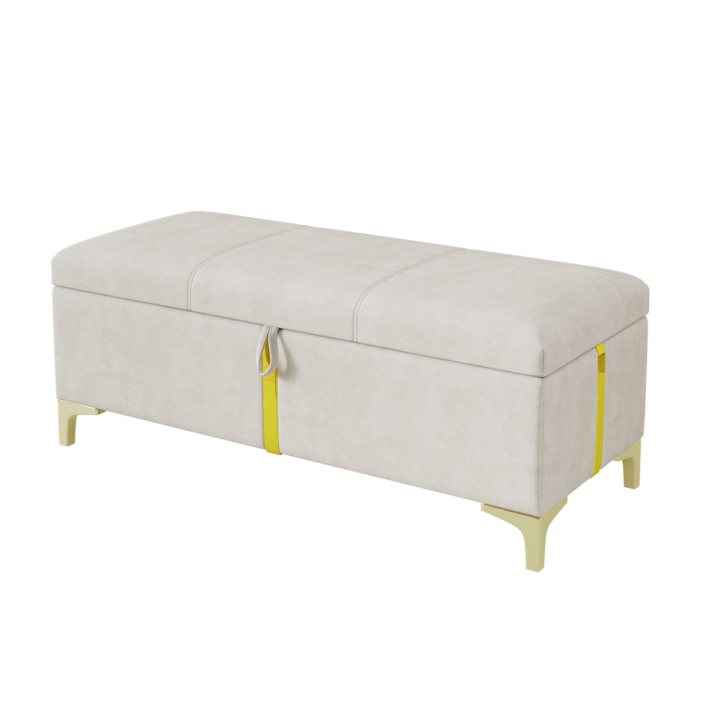 2-Pieces Bedroom Sets,Queen Size Upholstered Platform Bed with Hydraulic Storage System,Storage Ottoman with Metal Legs