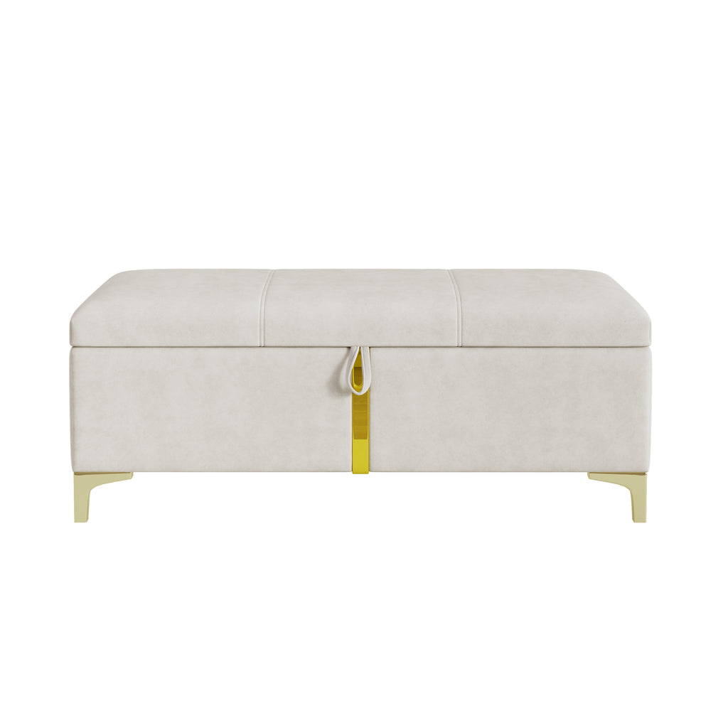 2-Pieces Bedroom Sets,Queen Size Upholstered Platform Bed with Hydraulic Storage System,Storage Ottoman with Metal Legs