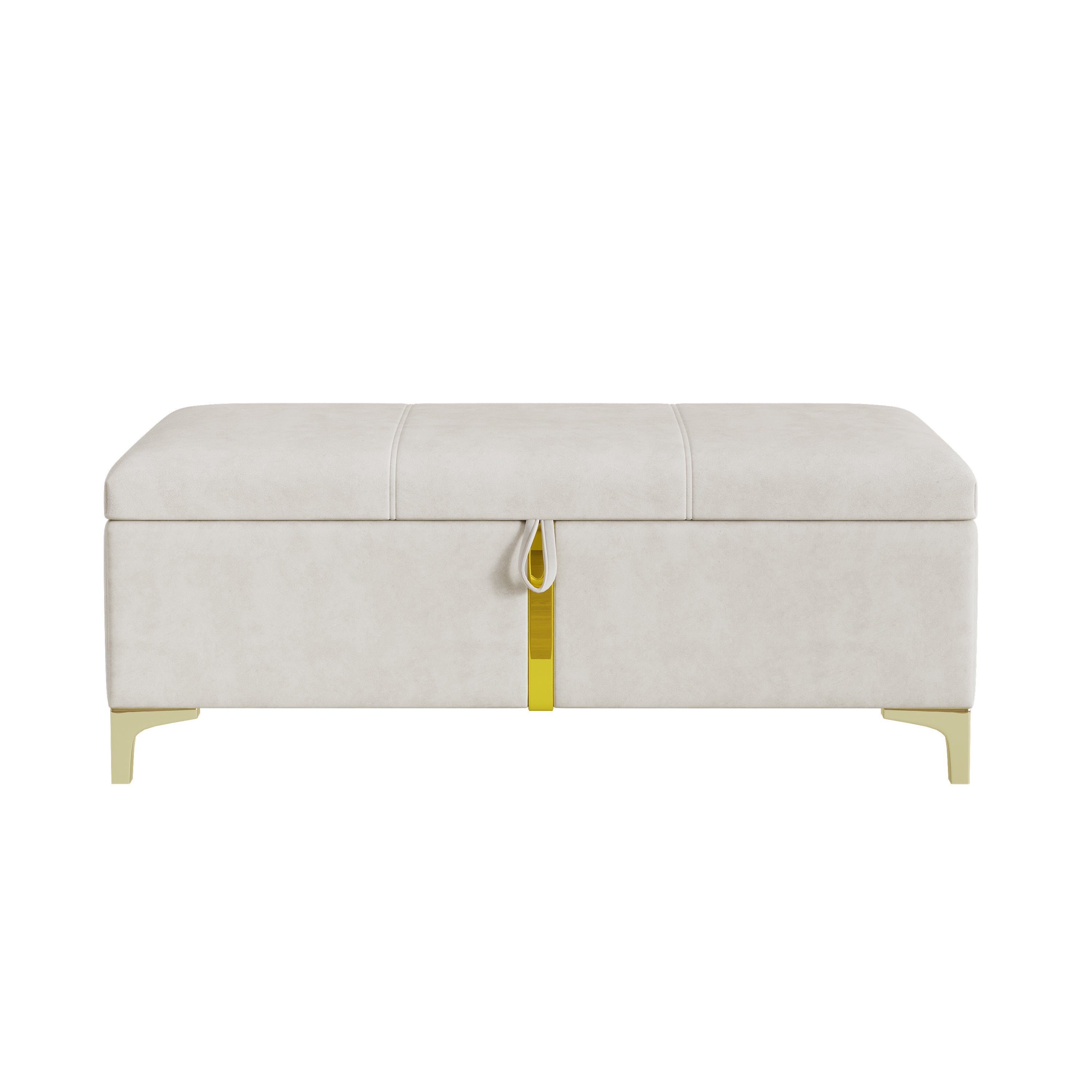 2-Pieces Bedroom Sets,Queen Size Upholstered Platform Bed with Hydraulic Storage System,Storage Ottoman with Metal Legs