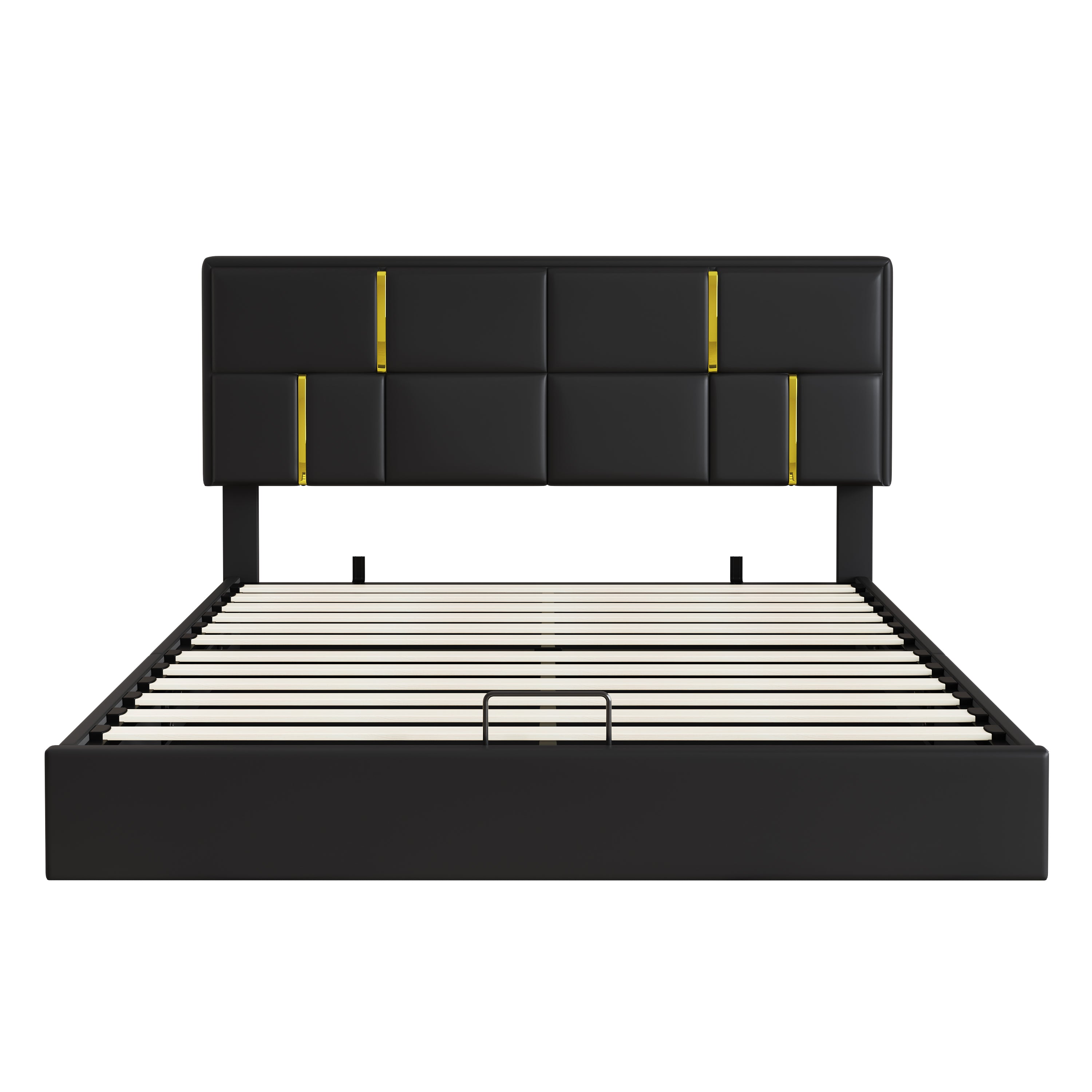 2-Pieces Bedroom Sets,Queen Size Upholstered Platform Bed with Hydraulic Storage System,Storage Ottoman with Metal Legs