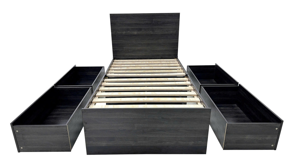 Robin Twin Storage Bed with 1 Nightstand in Dark Gray