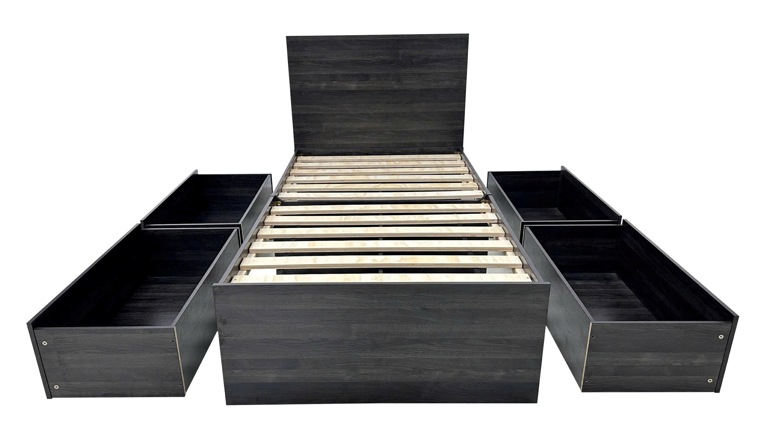 Robin Twin Storage Bed with 1 Nightstand in Dark Gray