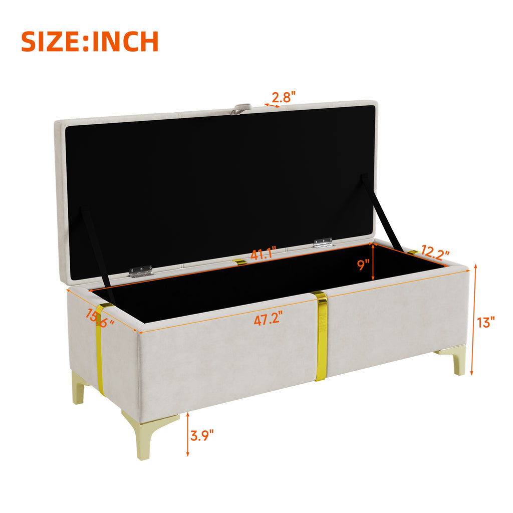 2-Pieces Bedroom Sets,Queen Size Upholstered Platform Bed with Hydraulic Storage System,Storage Ottoman with Metal Legs