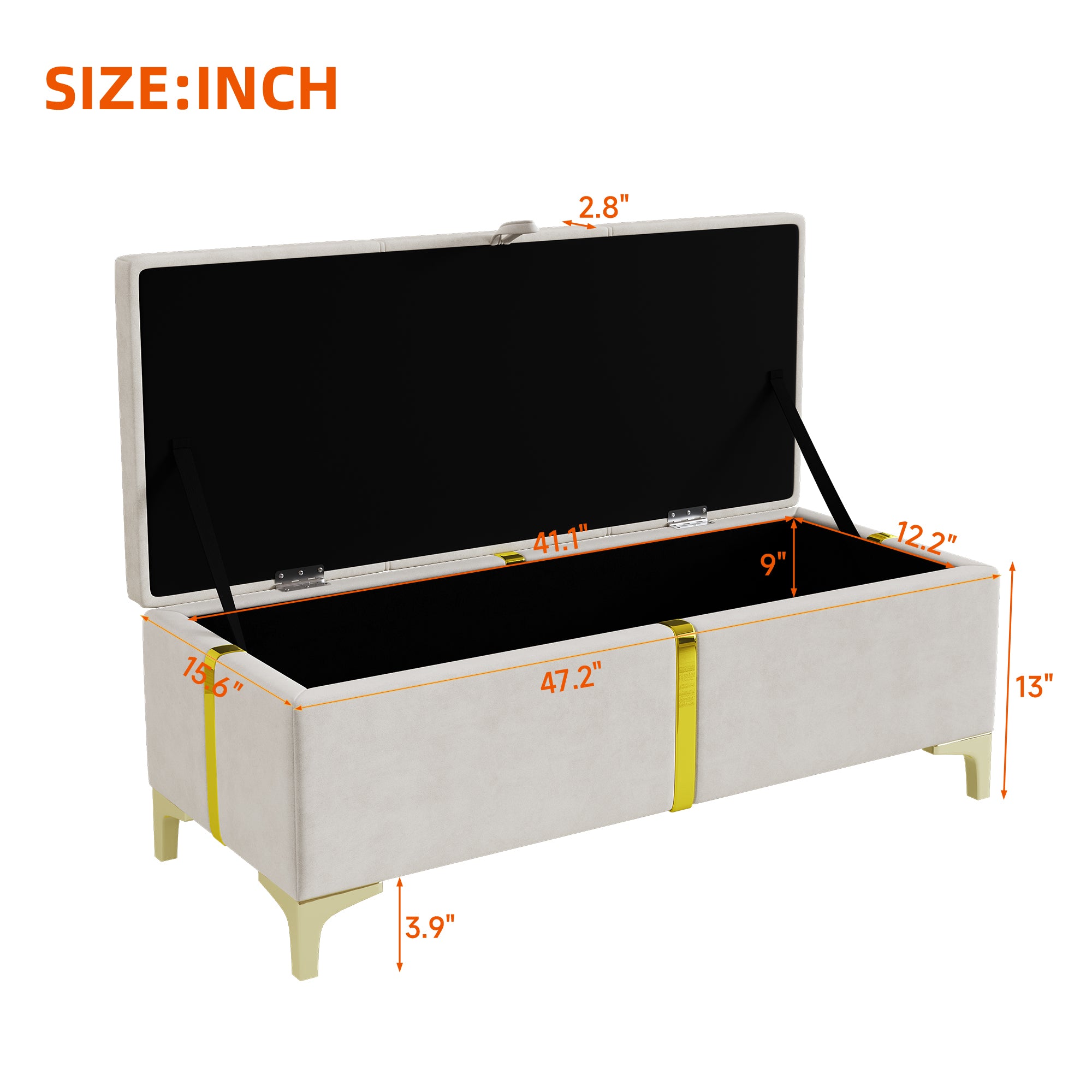 2-Pieces Bedroom Sets,Queen Size Upholstered Platform Bed with Hydraulic Storage System,Storage Ottoman with Metal Legs