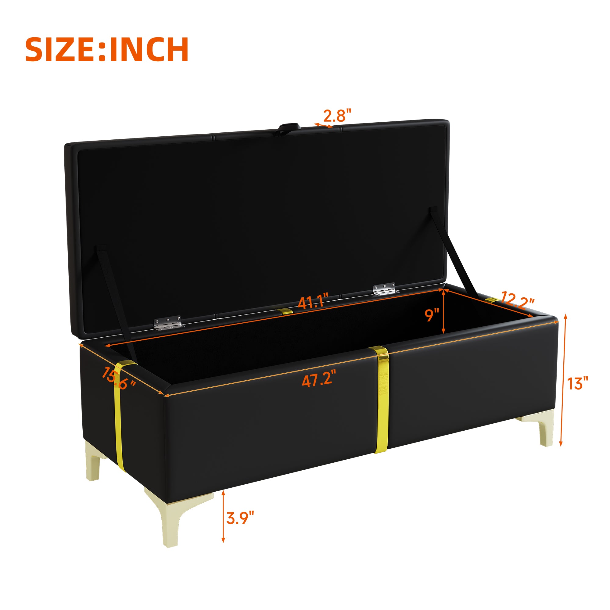 2-Pieces Bedroom Sets,Queen Size Upholstered Platform Bed with Hydraulic Storage System,Storage Ottoman with Metal Legs